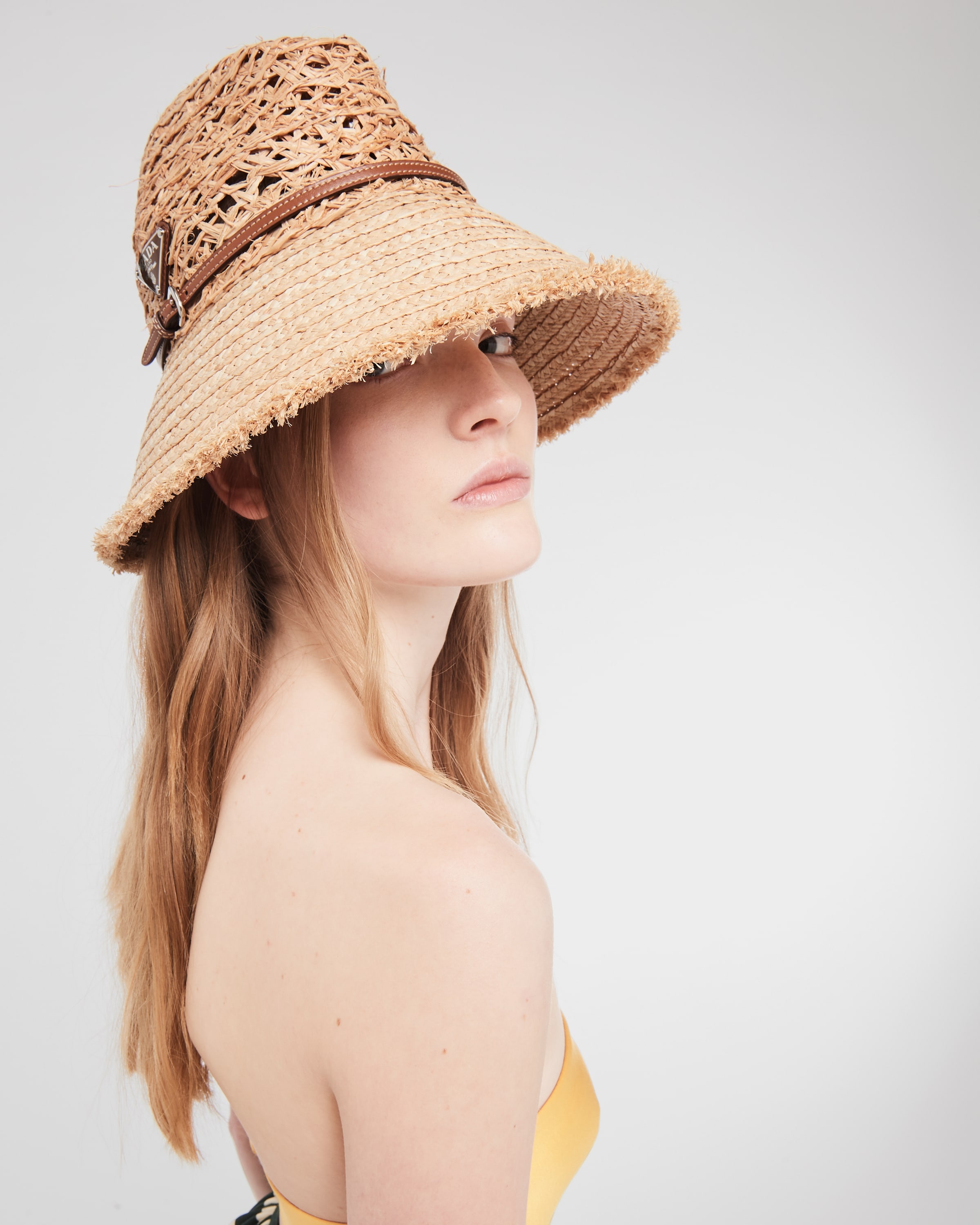 Woven fabric wide-brim hat - 2