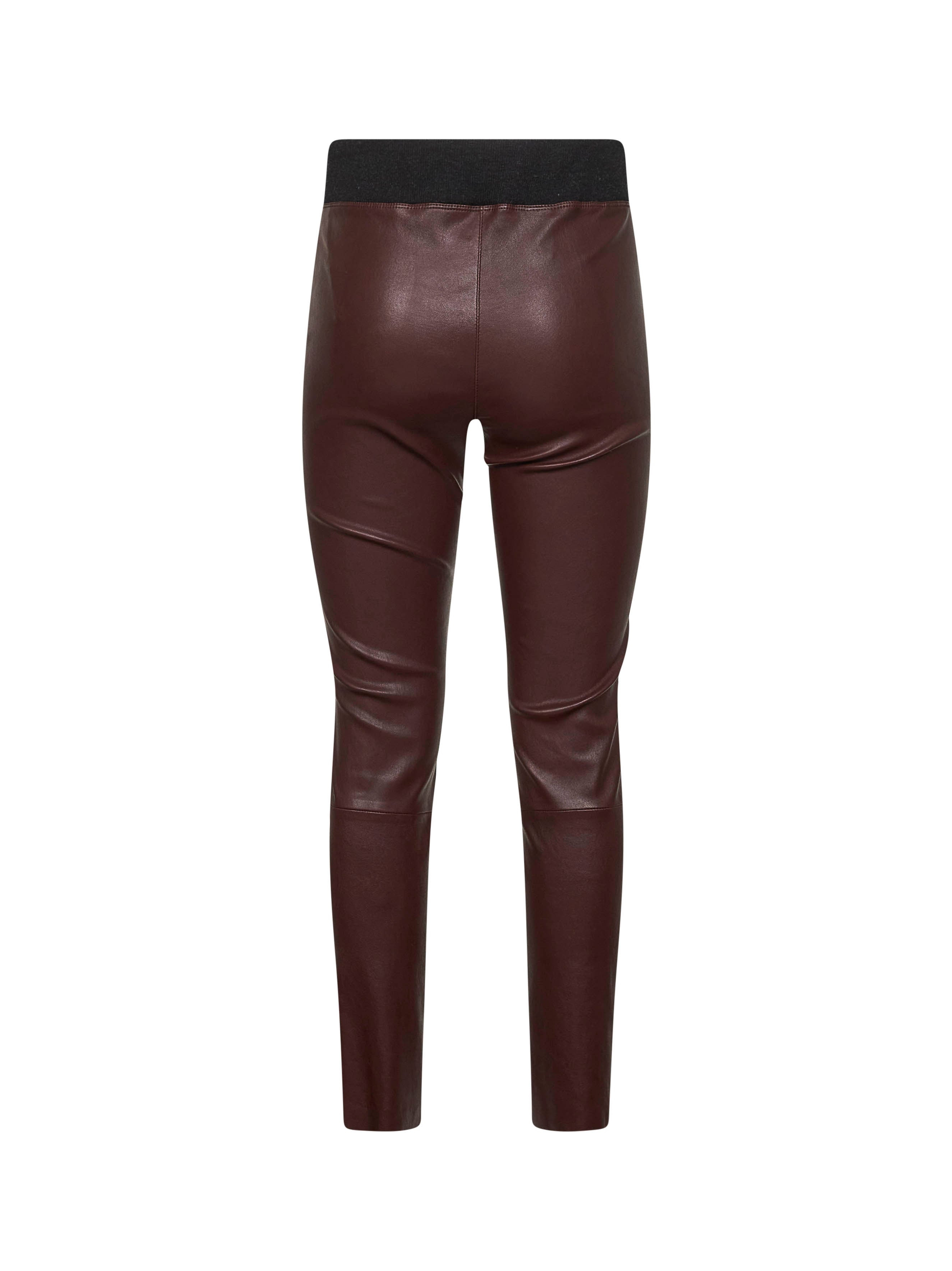 Brunello Cucinelli Women Burgundy Stretch Nappa Leggings - 2