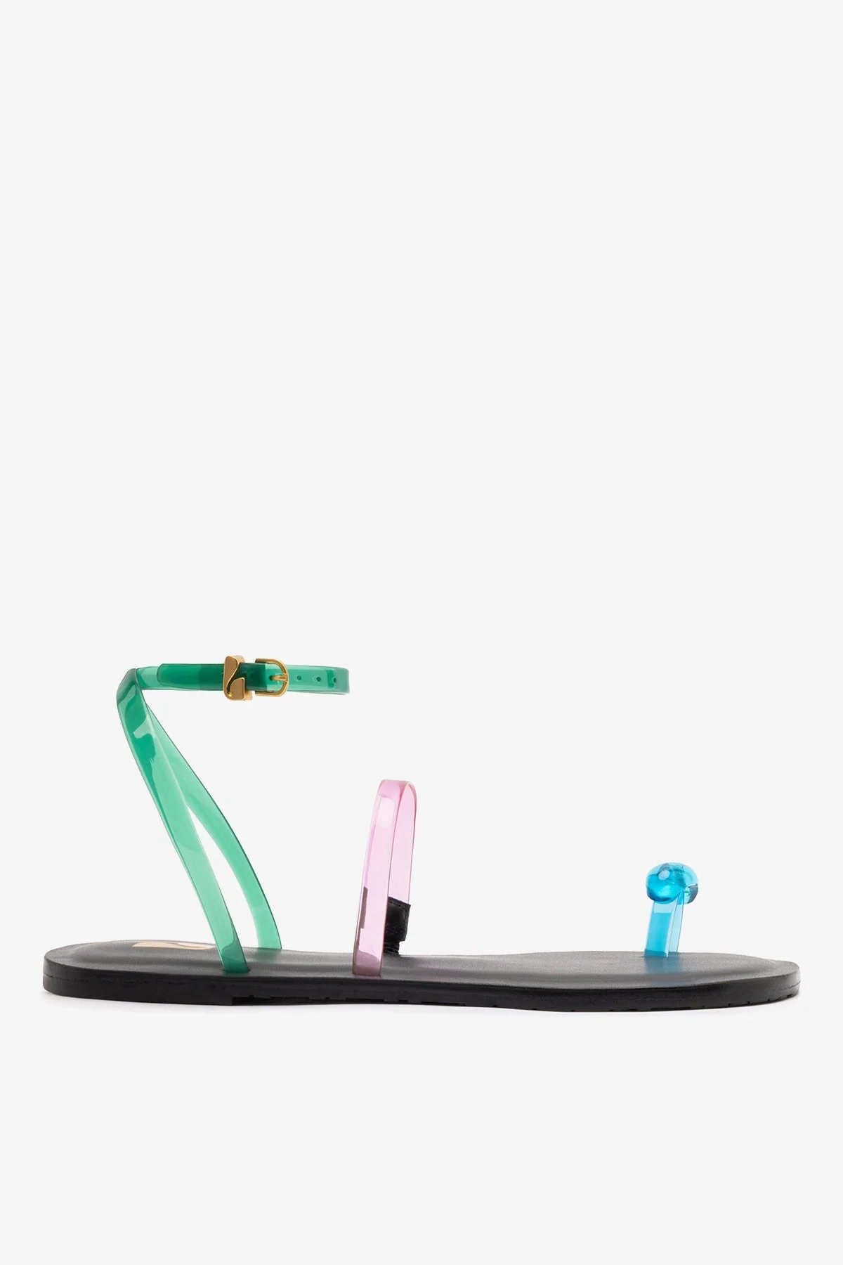 Biarritz Jelly Flat Sandal In Pink, Blue and Green Vinyl - 1