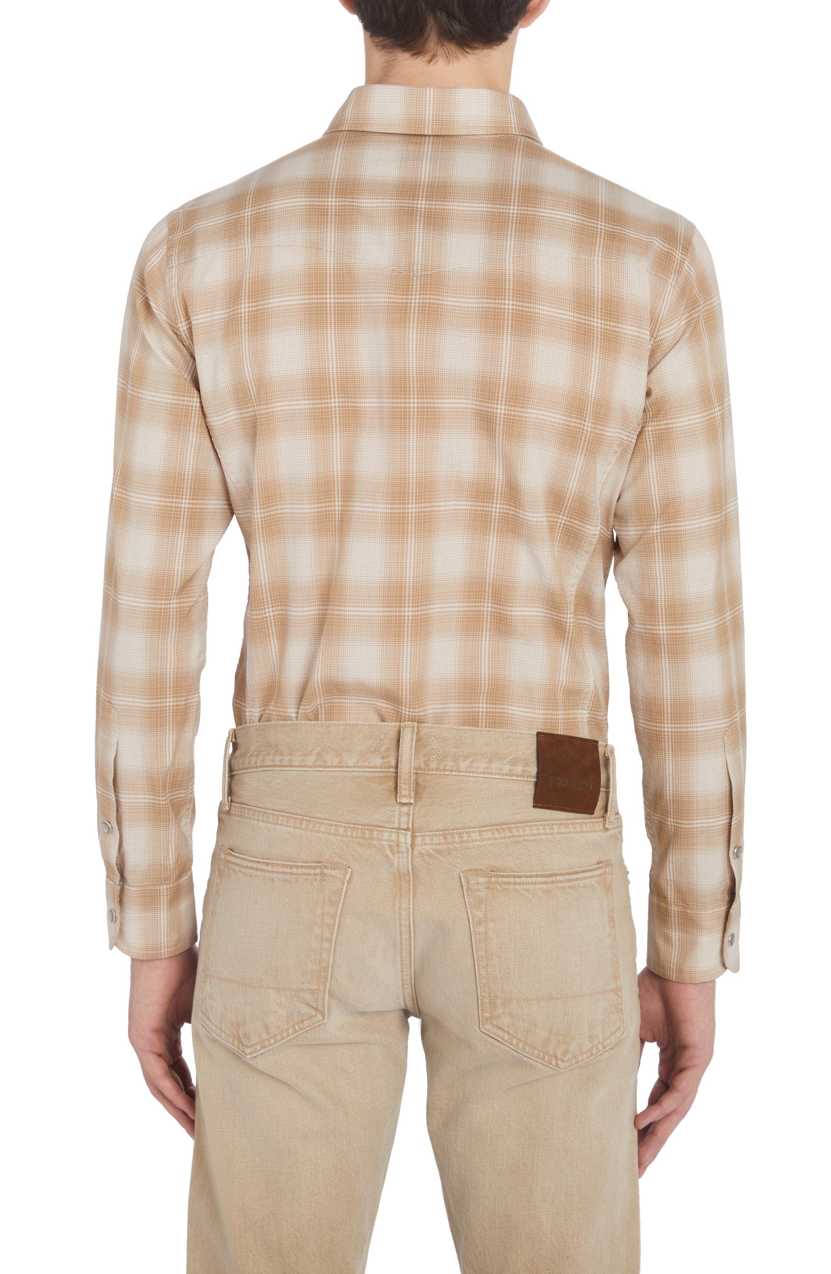 Dégradé Plaid Brushed Cotton Snap-Up Western Shirt - 2