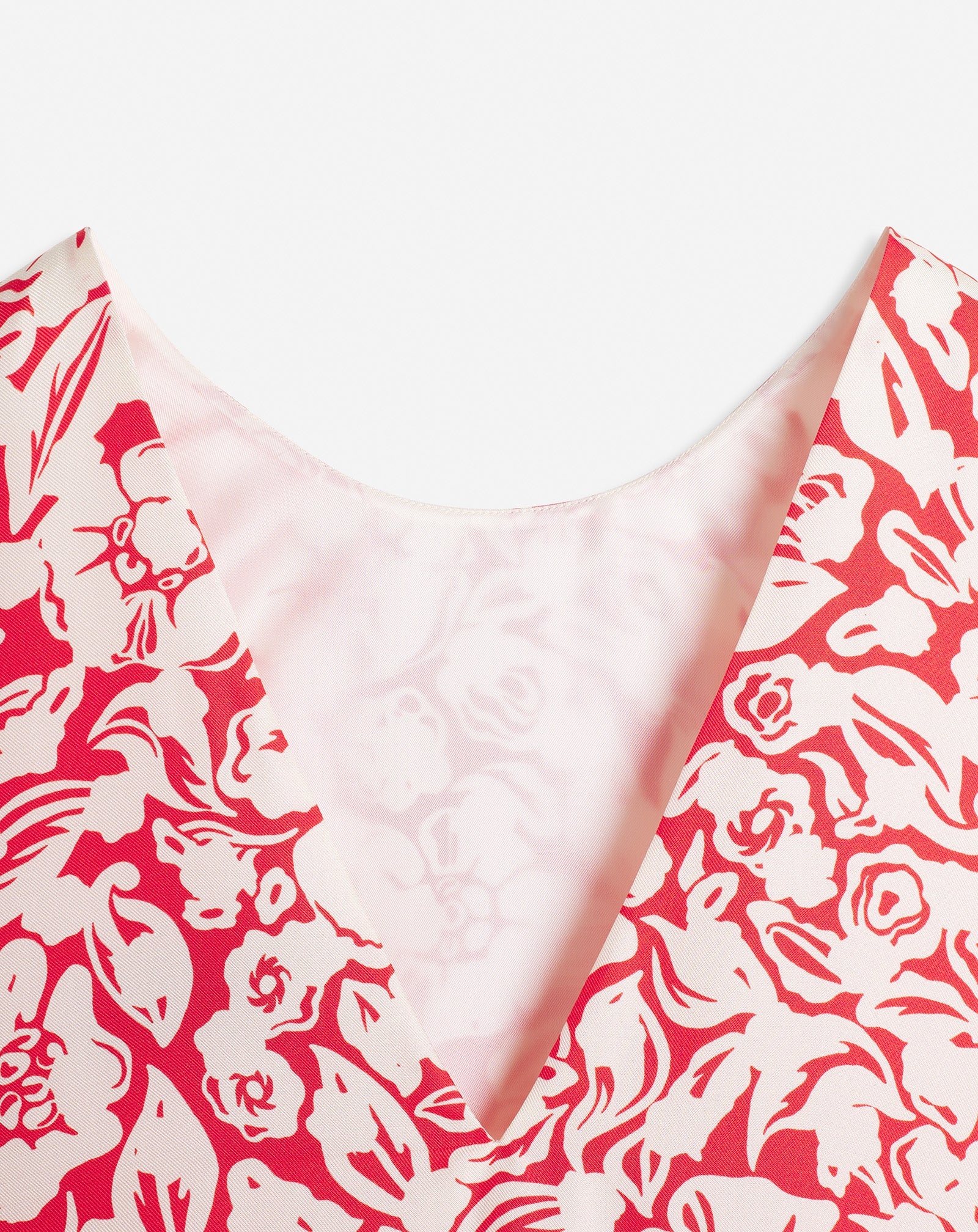 SLEEVELESS ROUND NECK DRESS WITH RUFFLES IN PRINTED SILK TWILL - 10