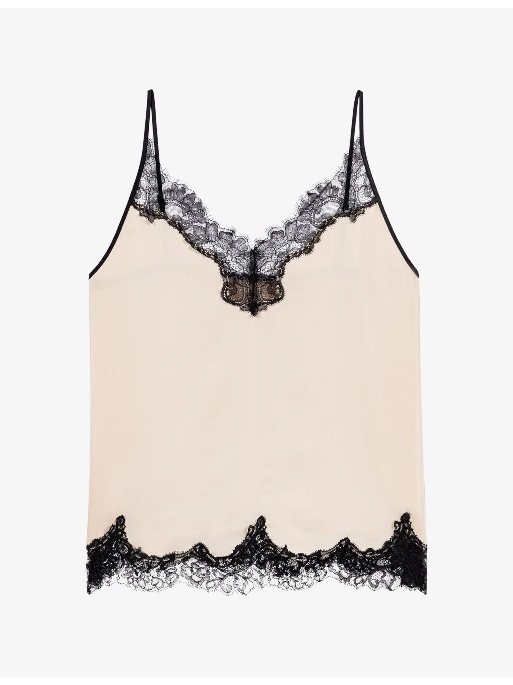 Sleeveless Lace-Trim Stretch-Satin Top - 1