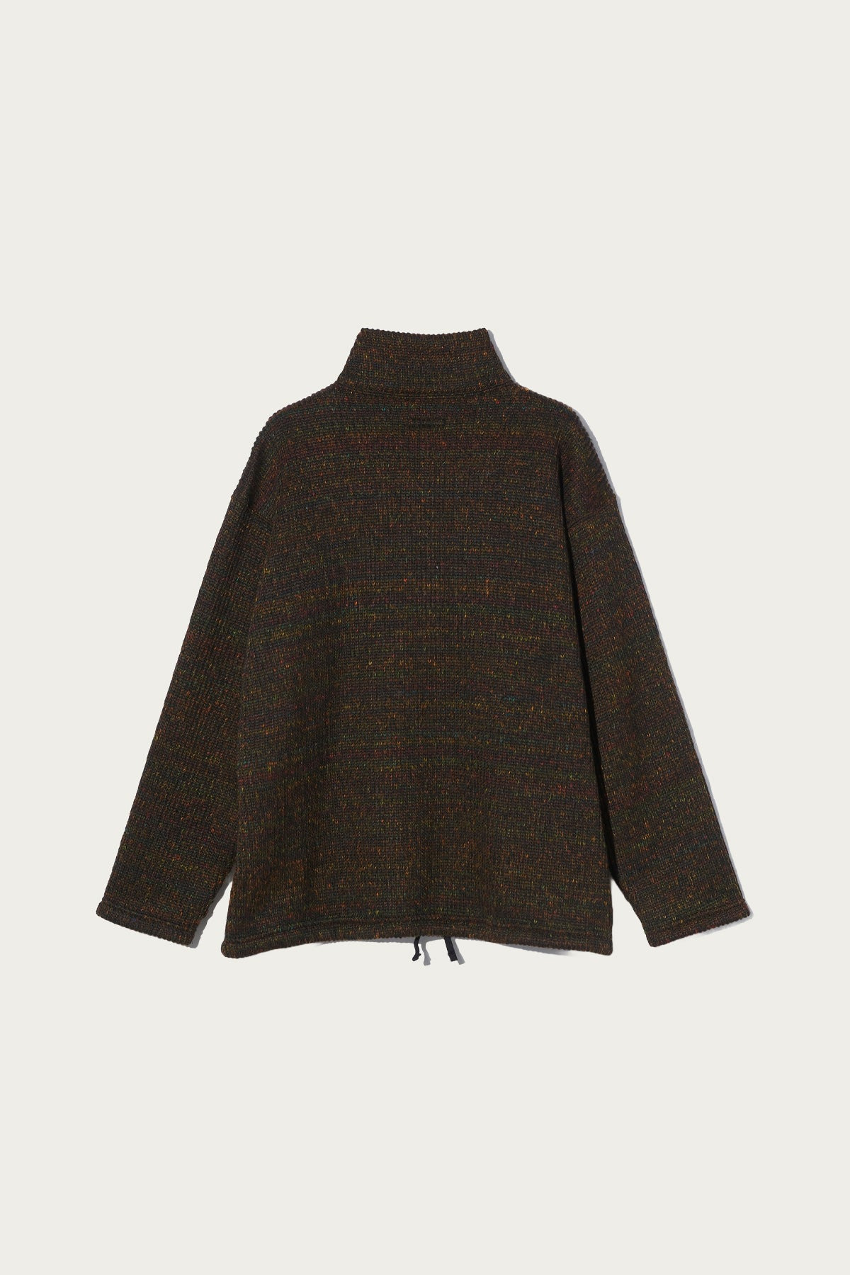 Zip Mock Neck - Brown Wool Poly Nep Sweater Knit - 2