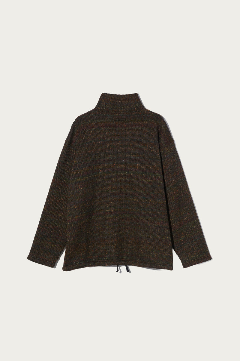Engineered Garments Zip Mock Neck - Brown Wool Poly Nep Sweater Knit outlook