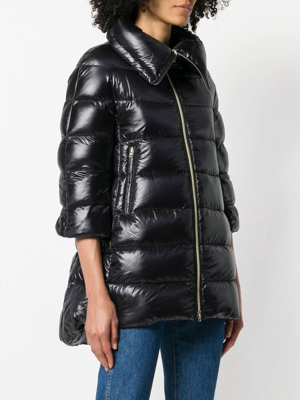 puffer front zipped coat - 3