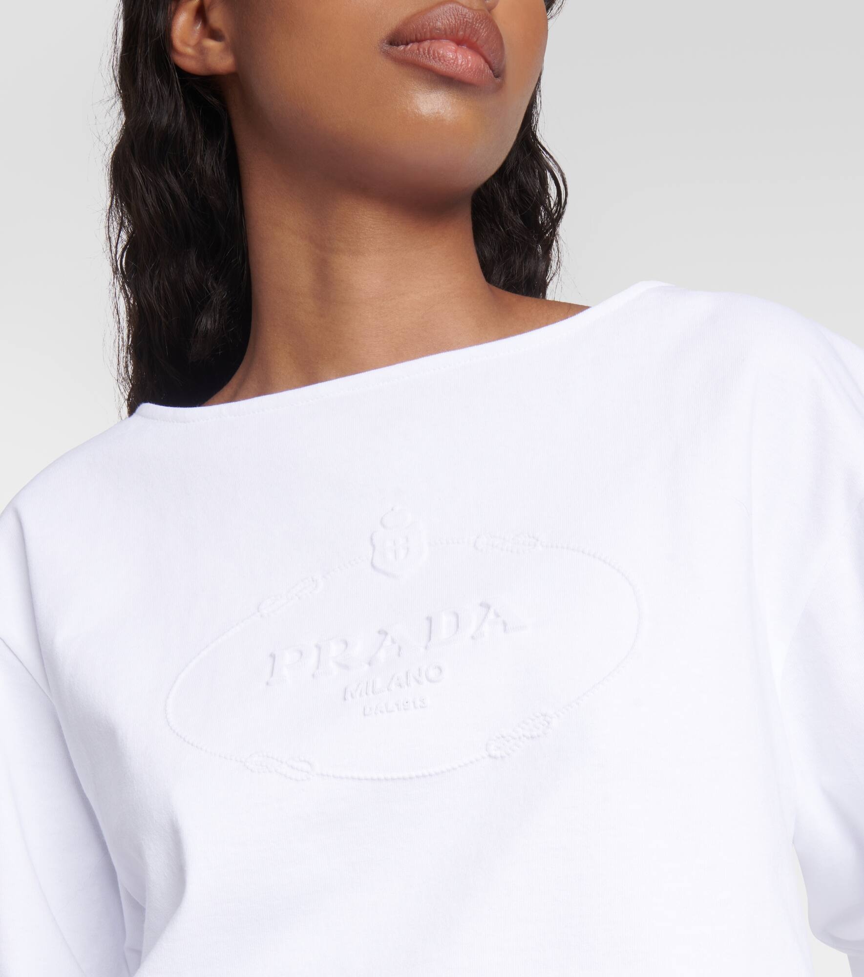 Logo cotton jersey crop top - 4