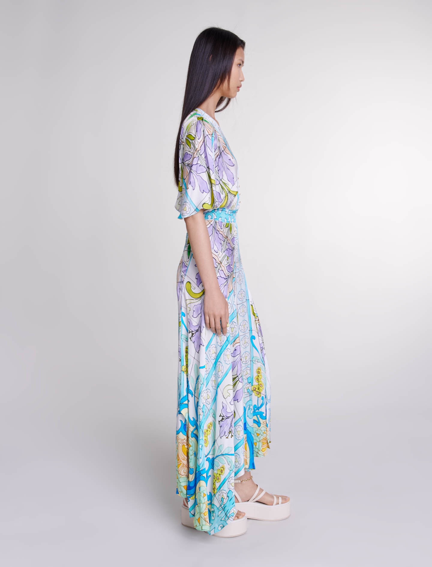 Satin-look patterned maxi dress - 3