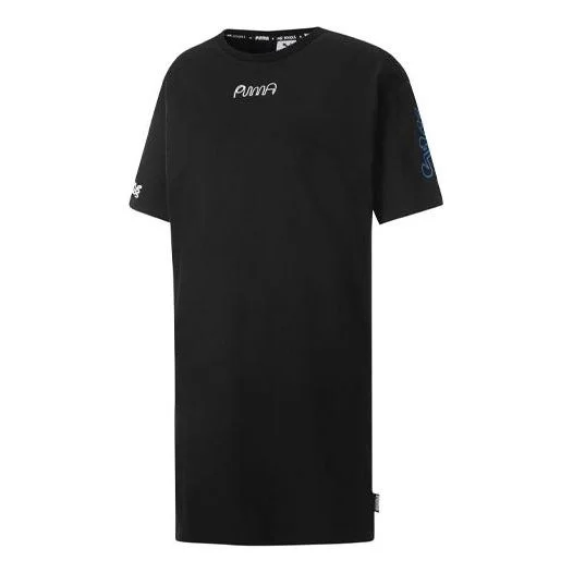 (WMNS) PUMA x Mr Doodle Crossover Casual Sports Breathable Short Sleeve Dress Black 530656-01 - 1