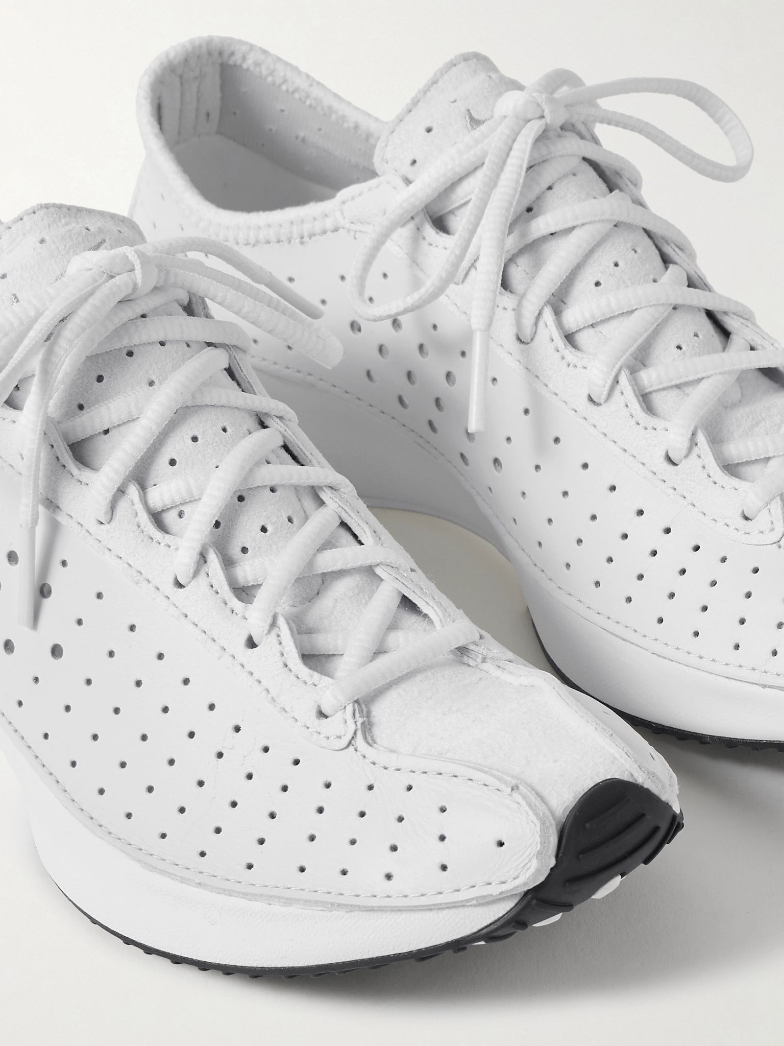 Air Superfly suede and perforated leather sneakers White - 4
