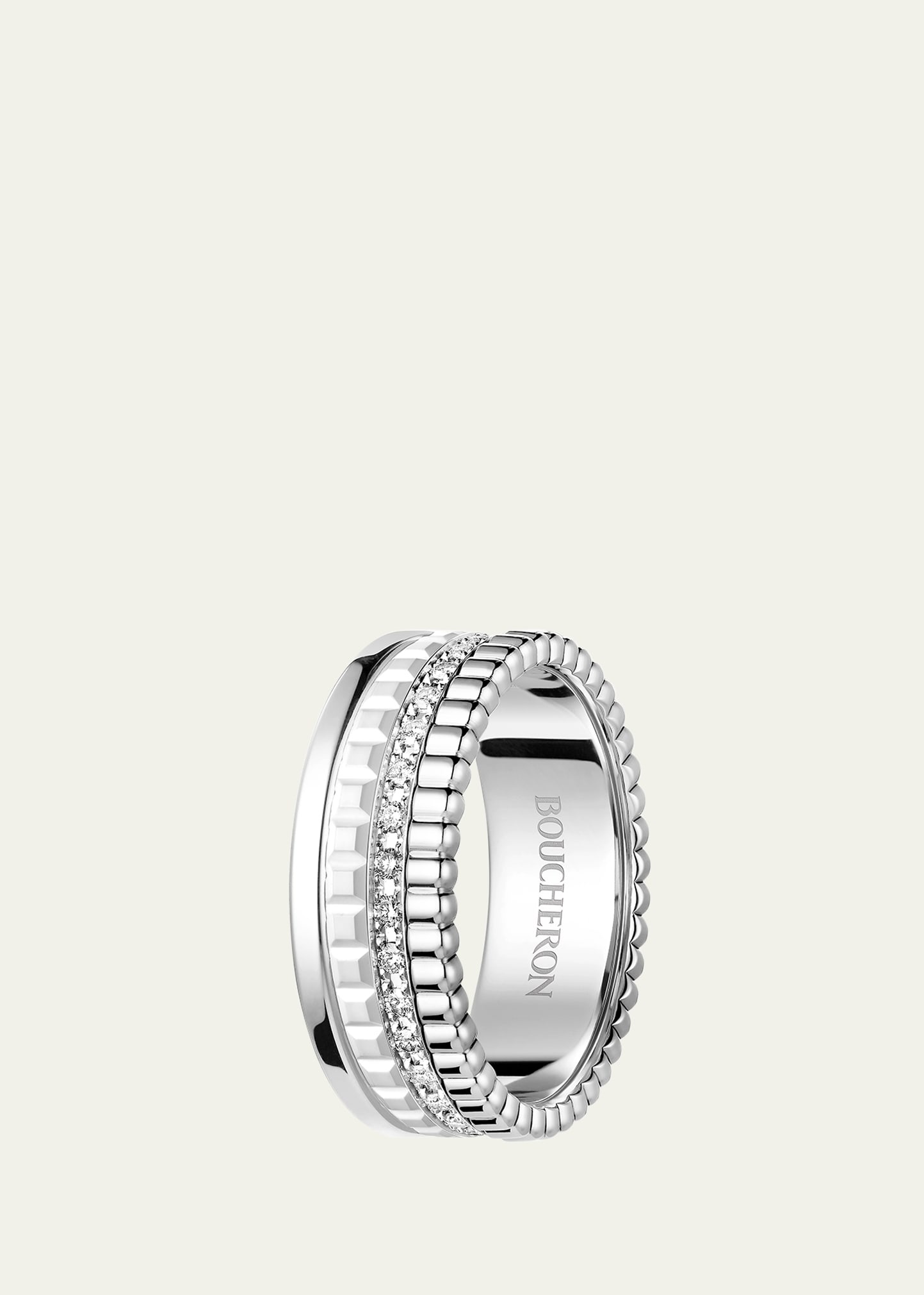 18K White Gold Quatre Double White Edition Small Ring - 2