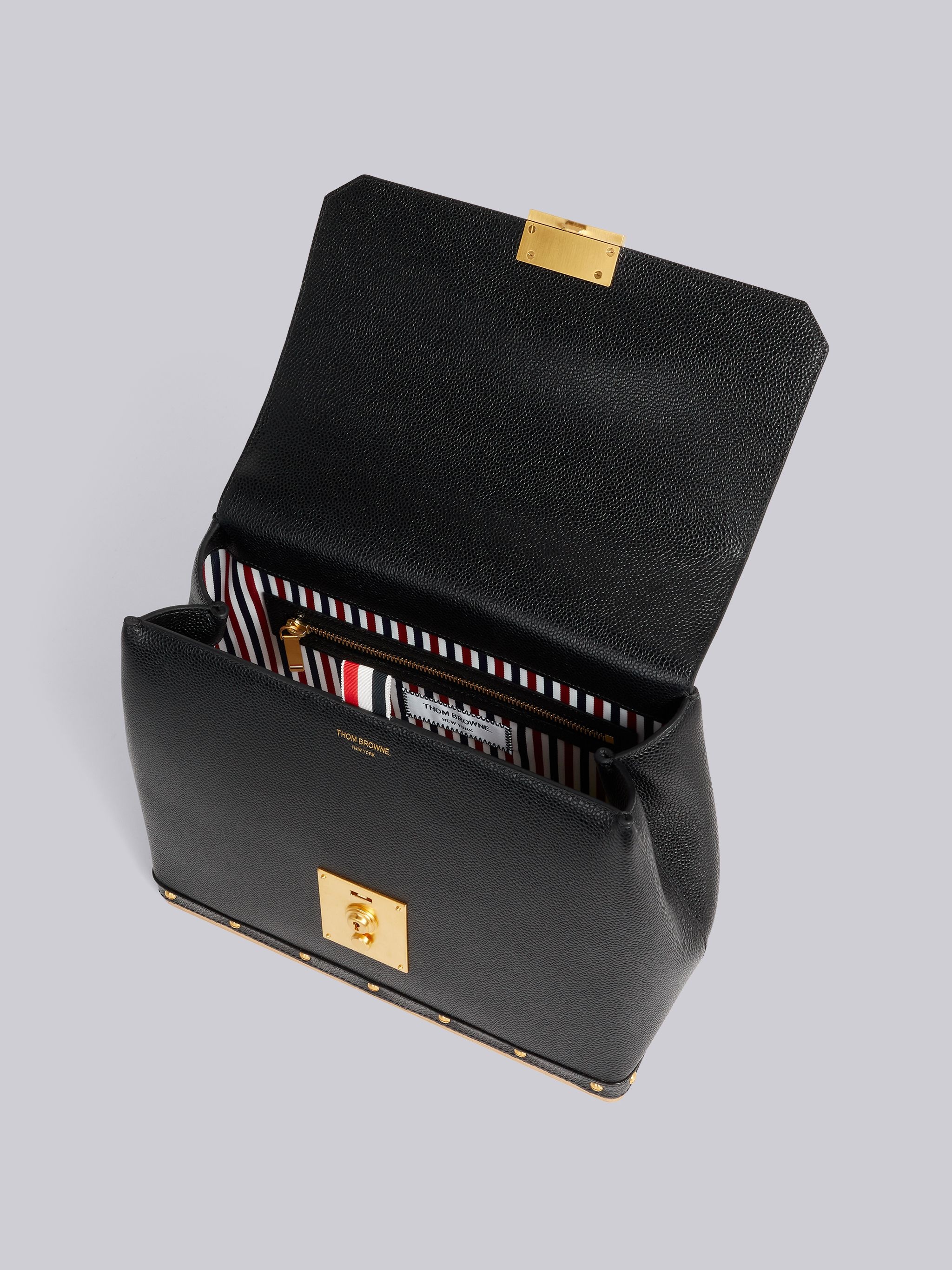 Black Pebbled Calfskin Wooden Base Mrs. Thom Bag - 5