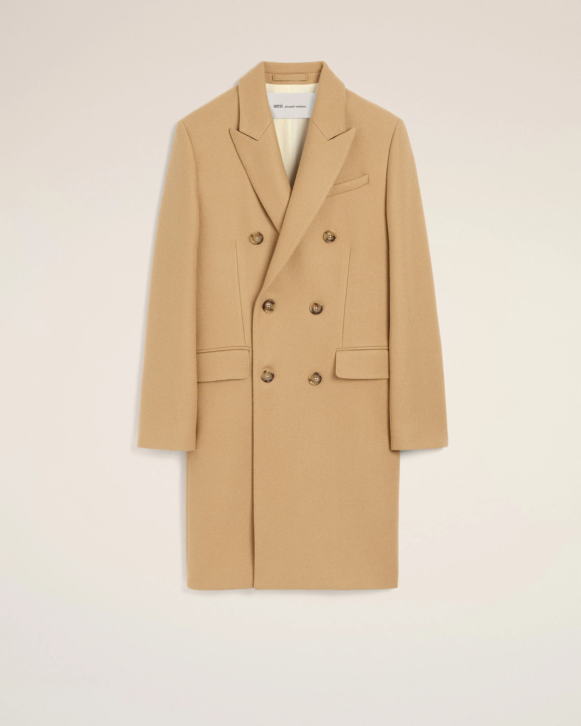 BEIGE DOUBLE BREASTED WOOL COAT - 1