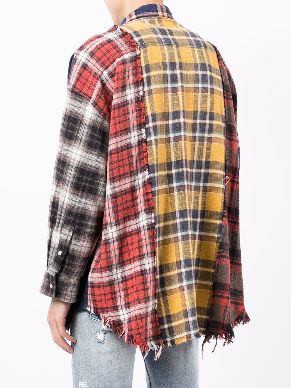 distressed-finish plaid-print shirt - 4