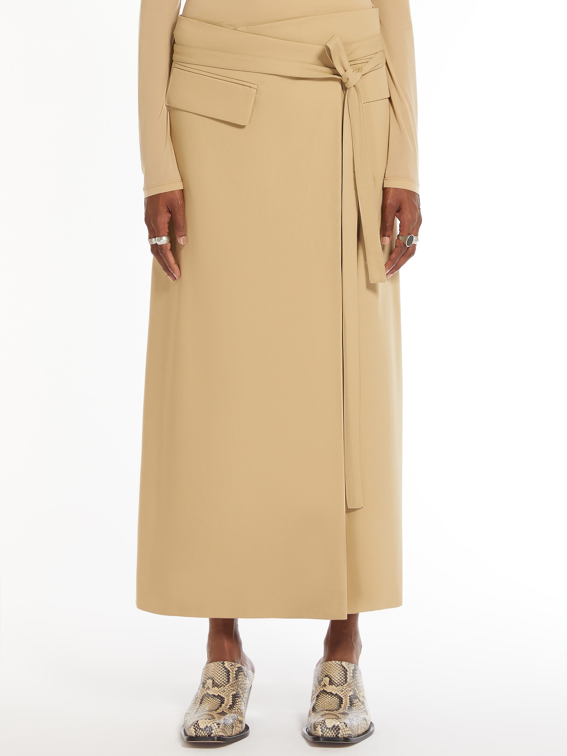 DESERTO Long waterproof gabardine skirt - 3