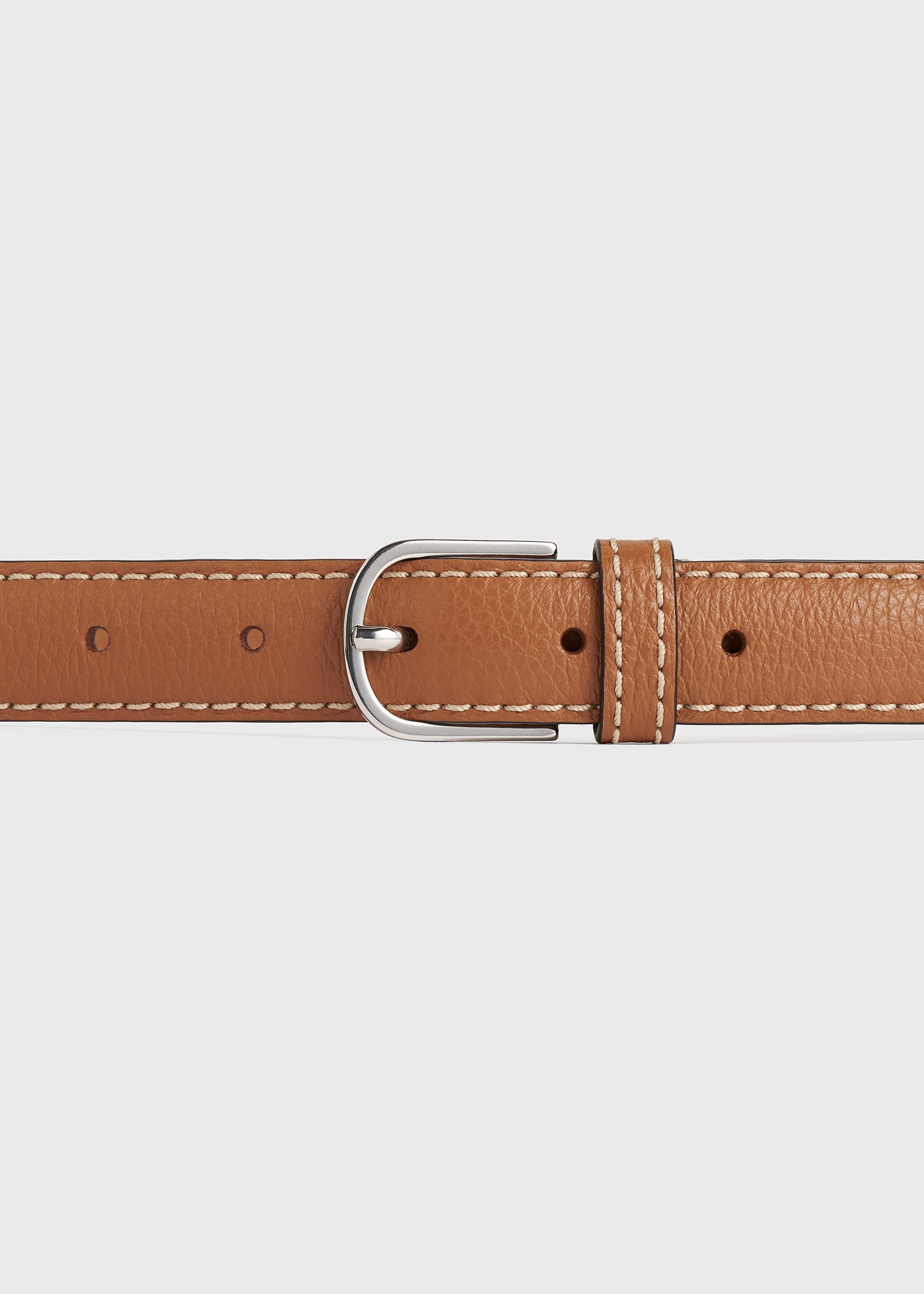 Slim trouser leather belt tan grain - 3