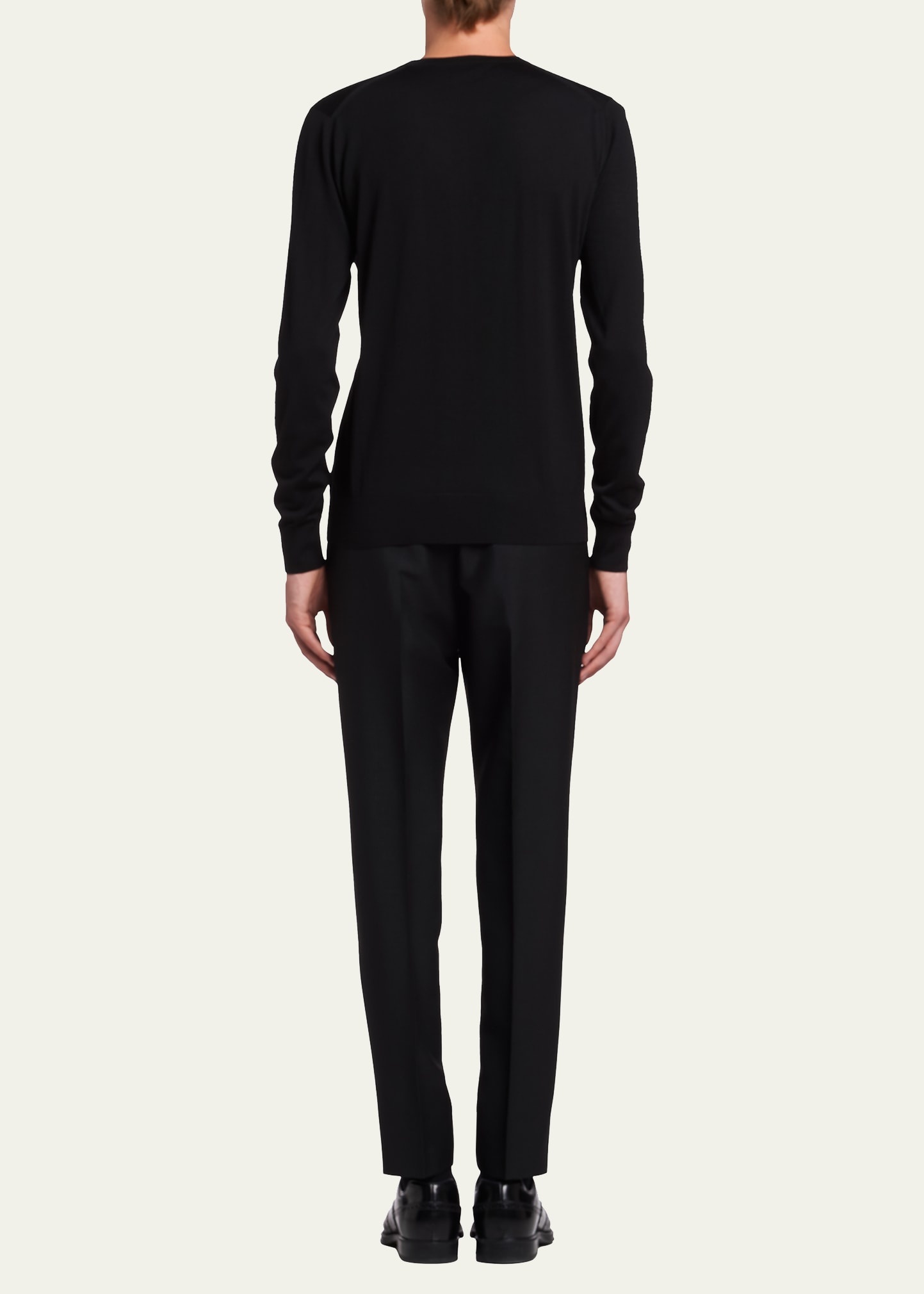 Men's Worsted Wool Crewneck Sweater - 4