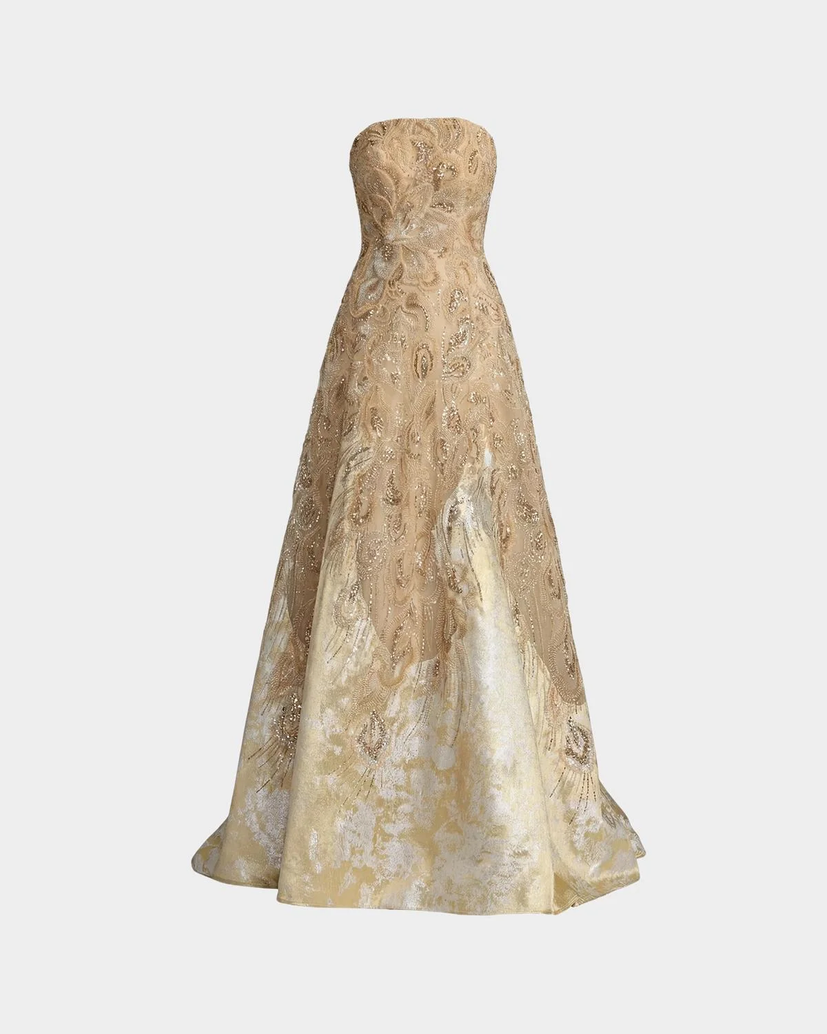 Sequin-Embellished Brocade Ball Gown - 1