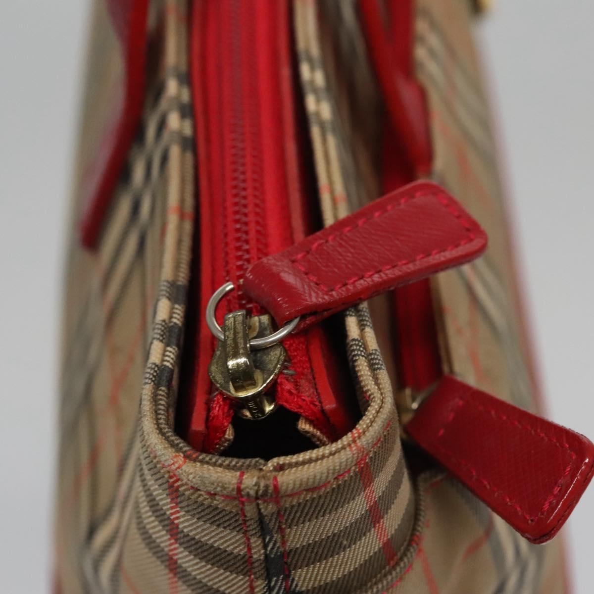 Burberry Nova Check Hand Bag Canvas Beige Red - 11