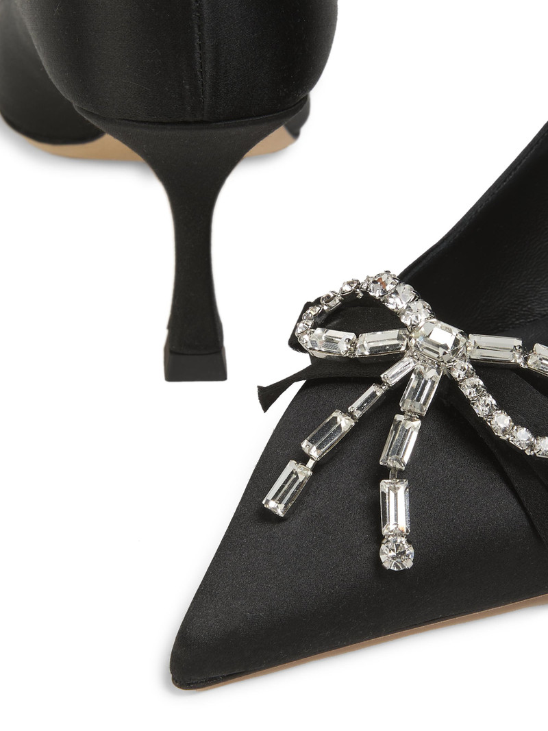Women's Auria 70MM Crystal-Embellished Satin Pumps - Black Crystal 5