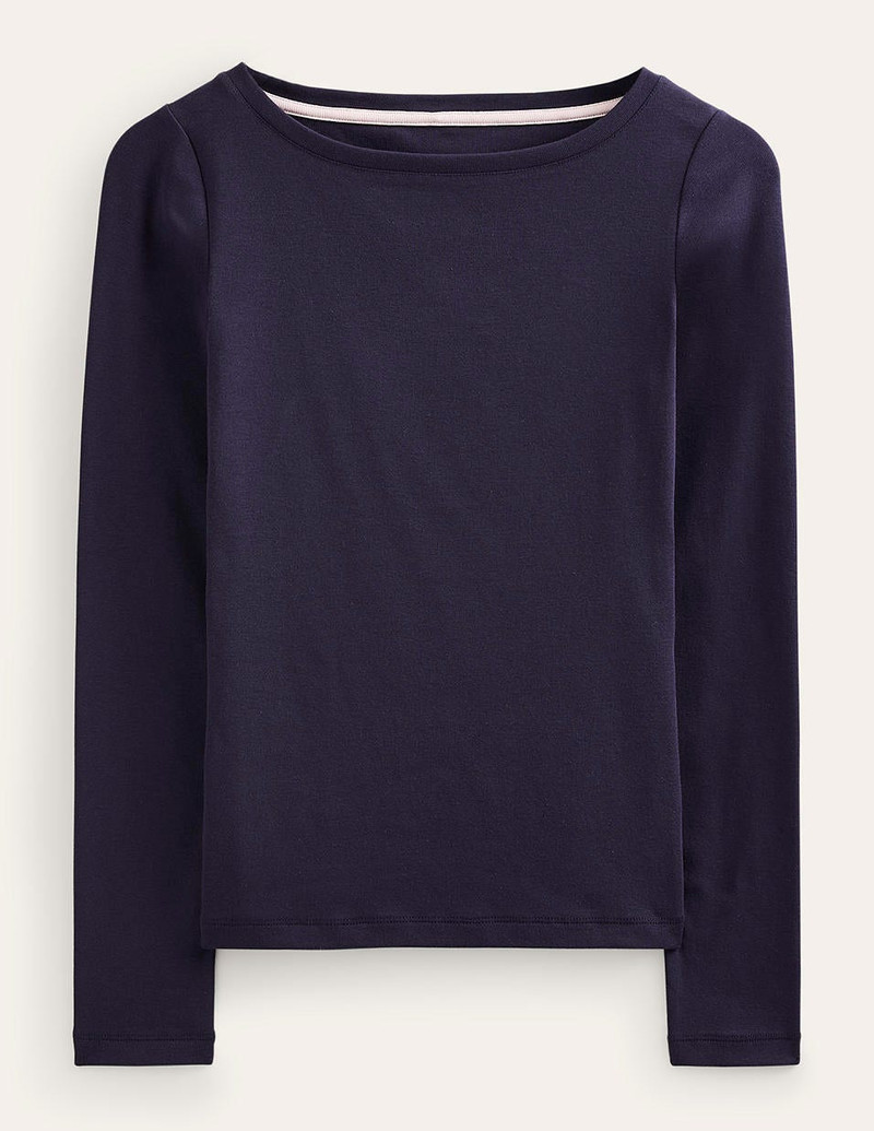 Essential Boat-Neck Jersey Top-Navy 1