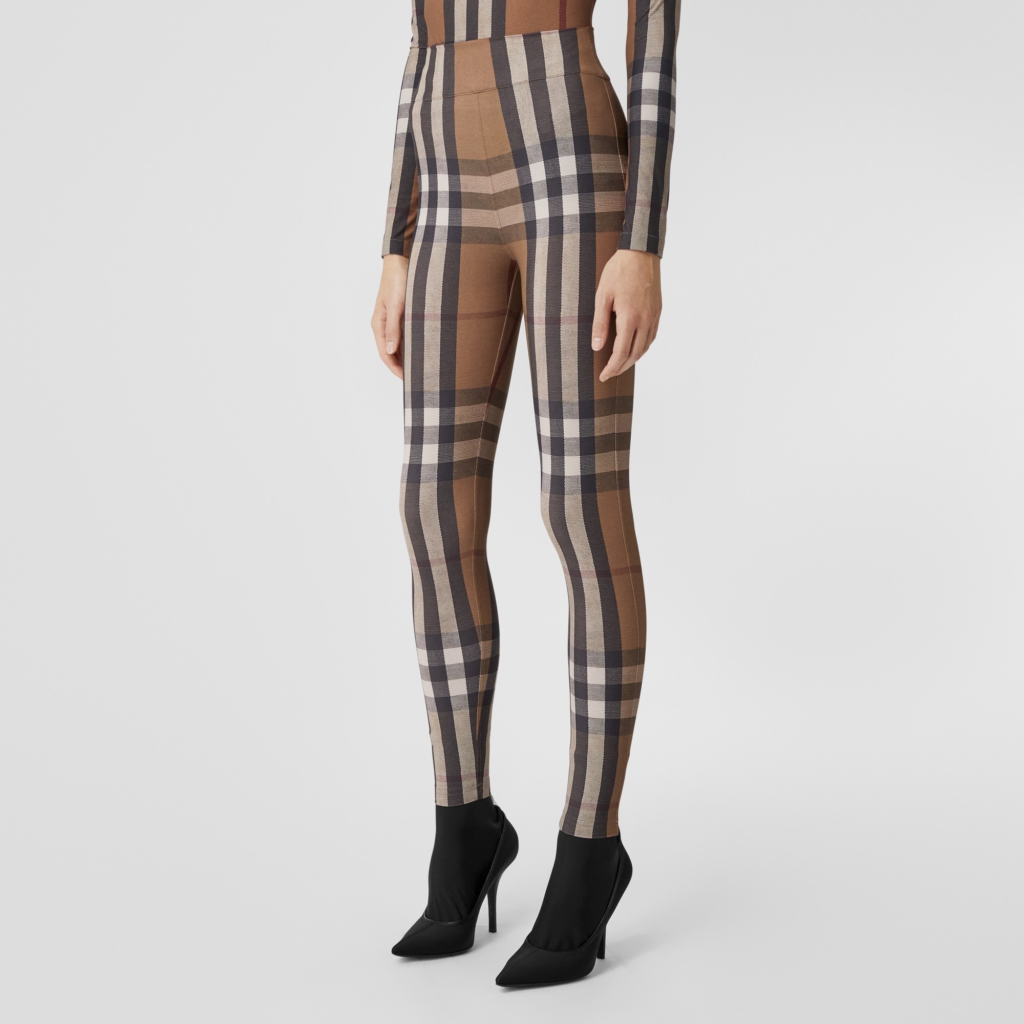 BURBERRY Checked stretch-jersey leggings