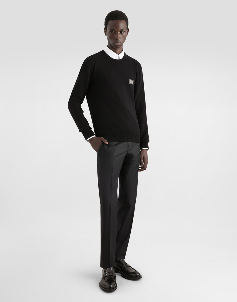 Dolce & Gabbana Wool round-neck sweater with branded tag outlook
