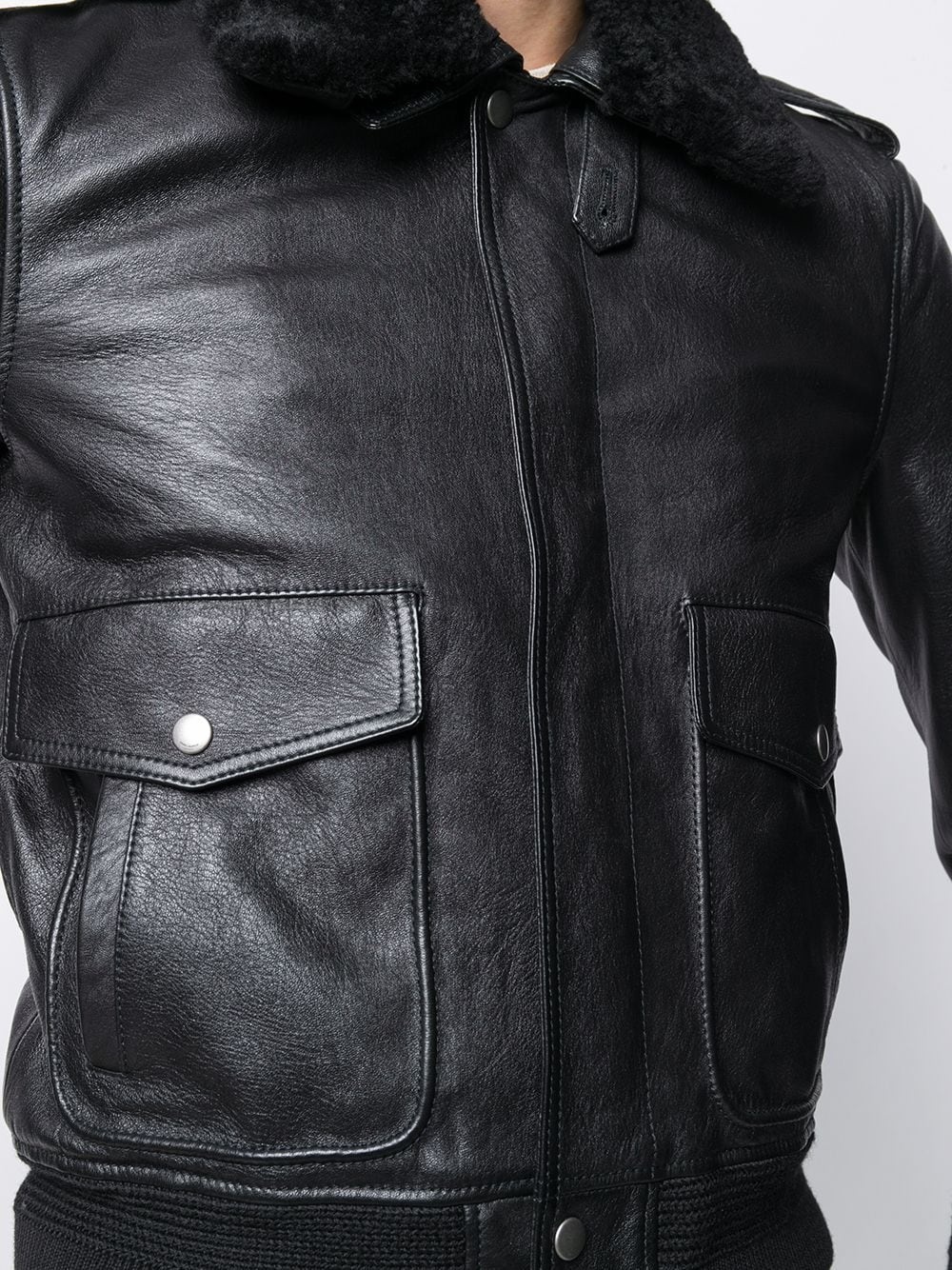 oversized flight leather jacket - 5