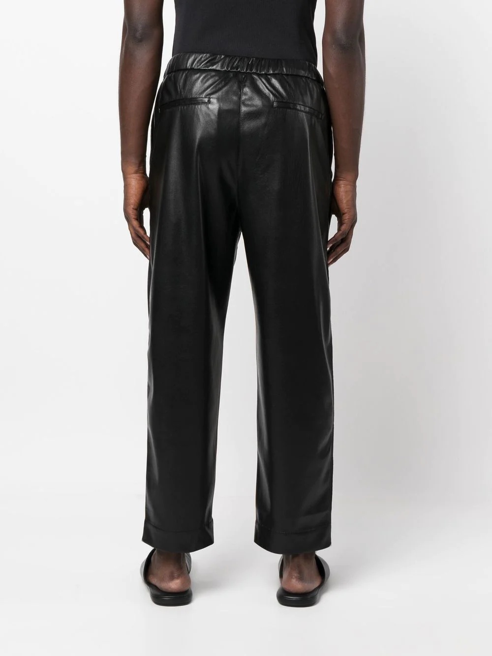 leather-look straight-leg trousers - 4