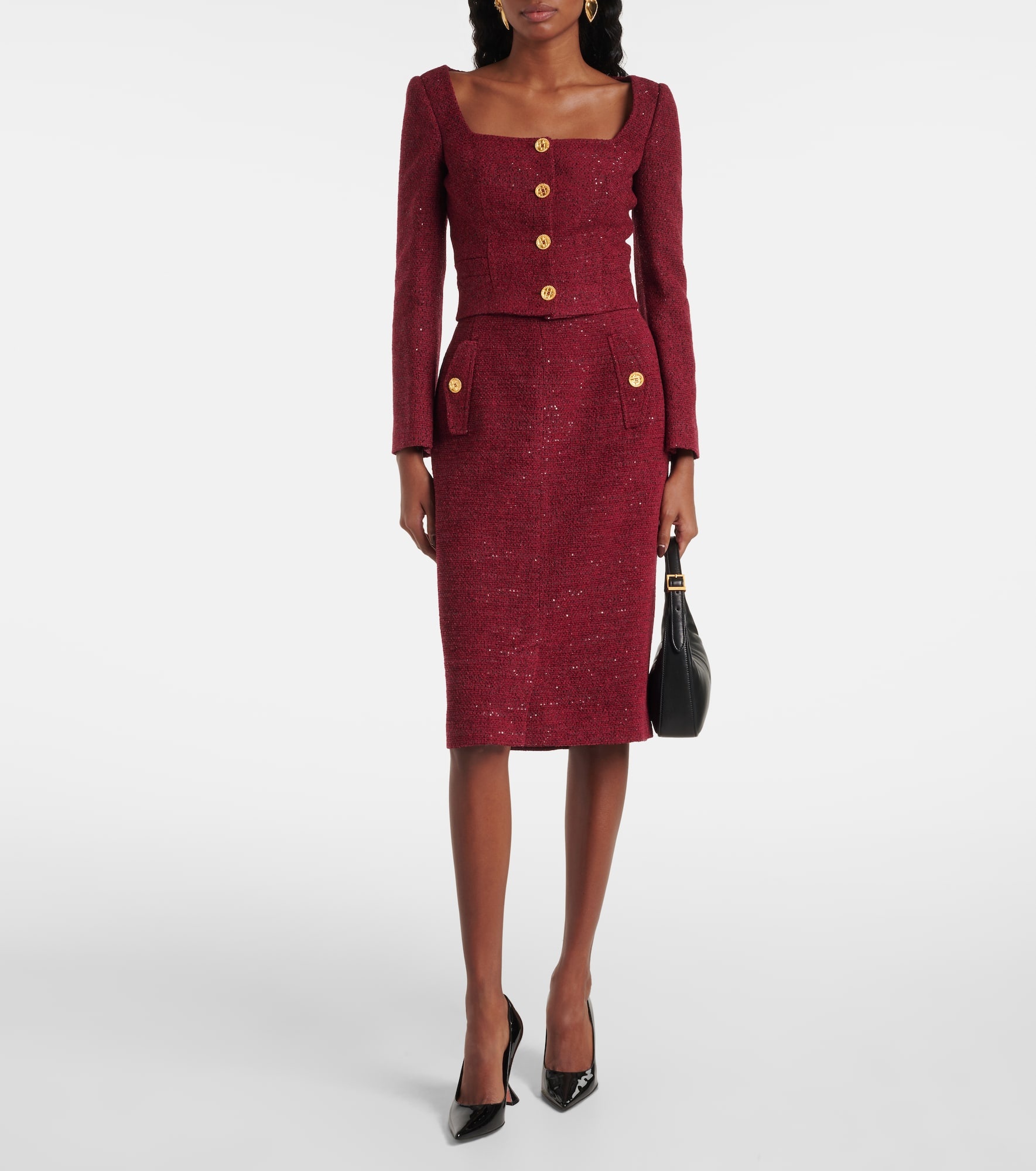 Sequined tweed pencil skirt - 2