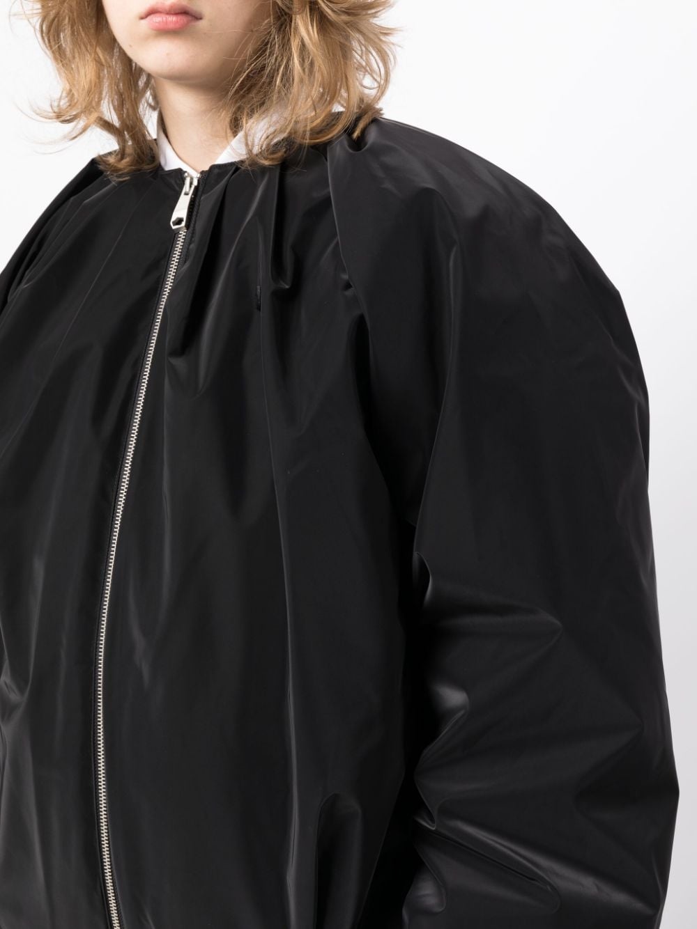 pleat-detail padded bomber jacket - 5