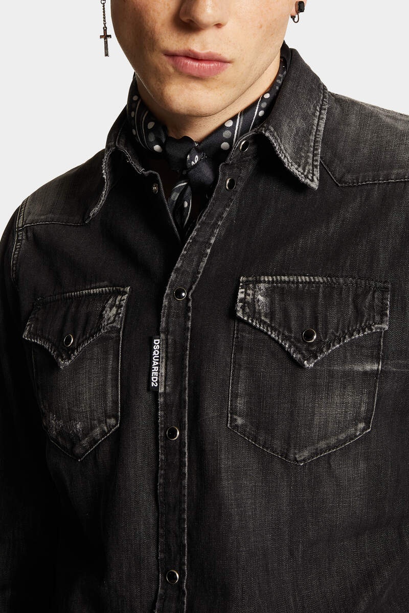 BLACK WASH CLASSIC WESTERN SHIRT - 5