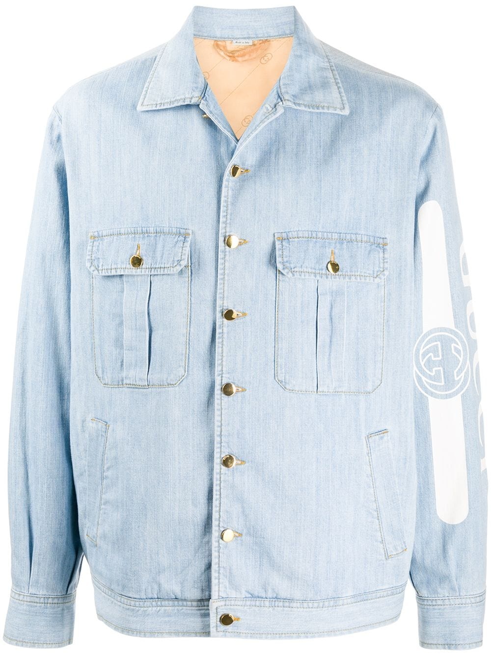 logo-print denim jacket - 1