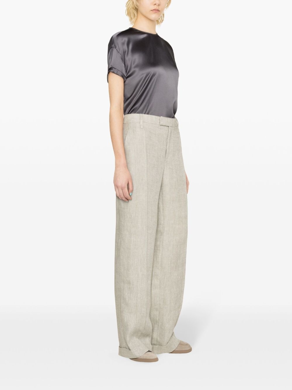 high-waist tailored linen trousers - 3