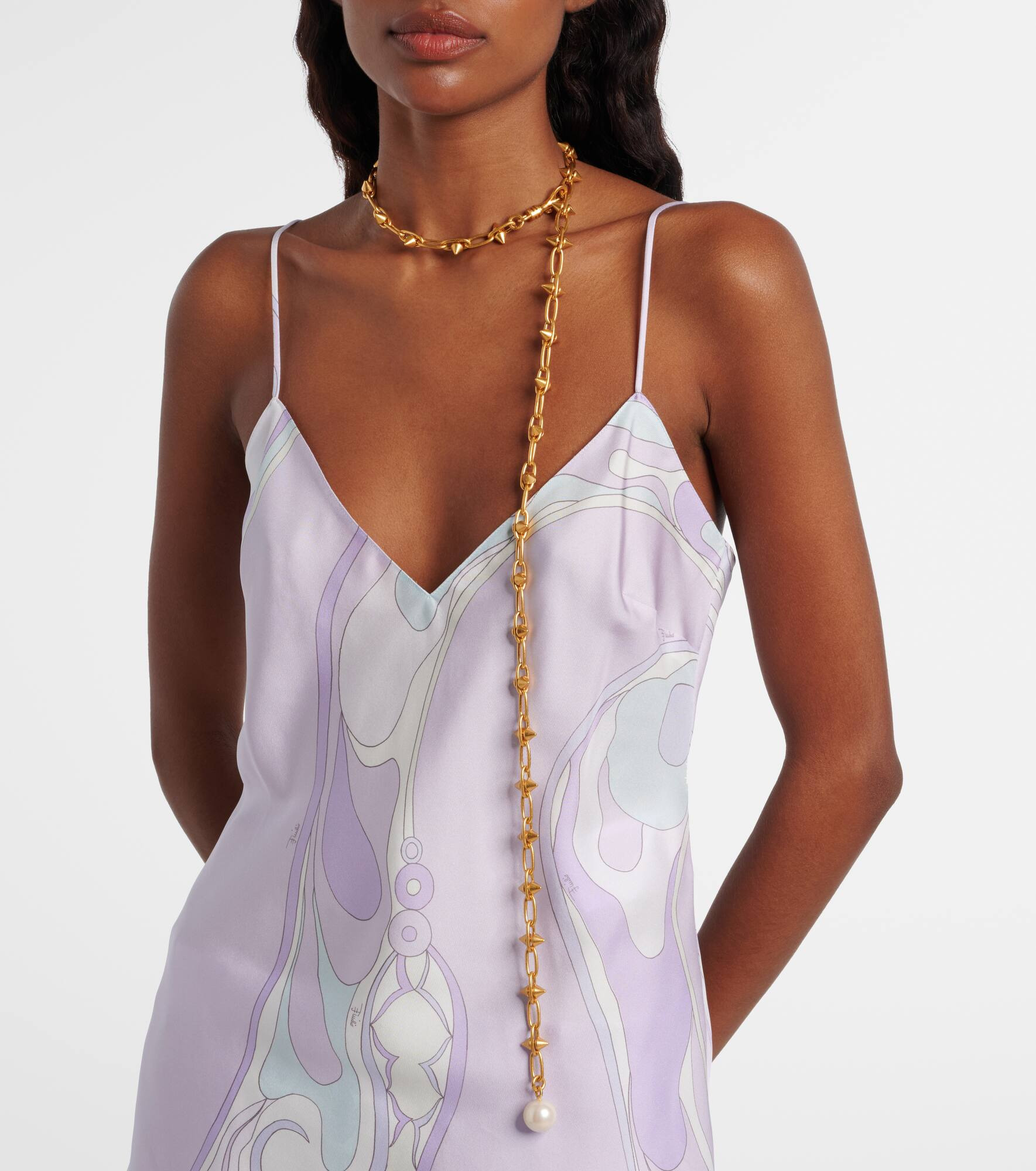 Faux pearl chain necklace - 3