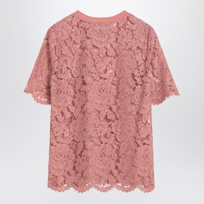 Dolce&Gabbana Pink Lace T-Shirt Women - 2