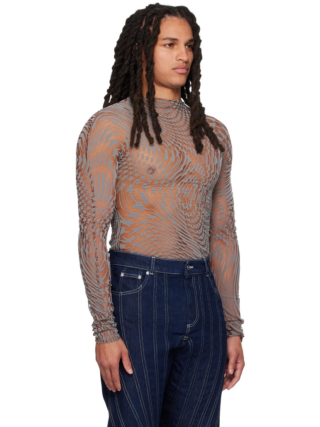 Tan & Gray Star Turtleneck - 2