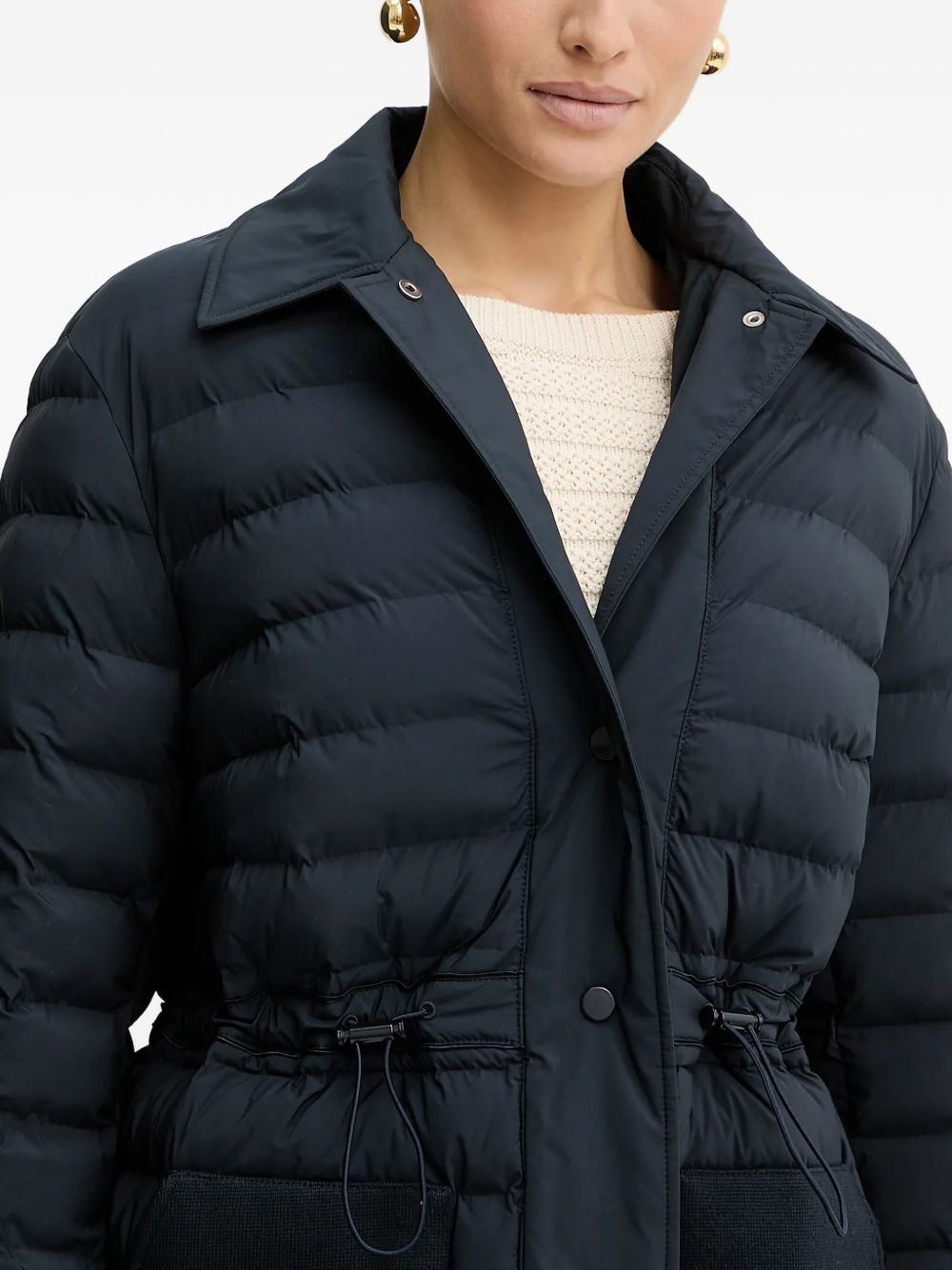 quilted drawstring-waist puffer jacket - 4