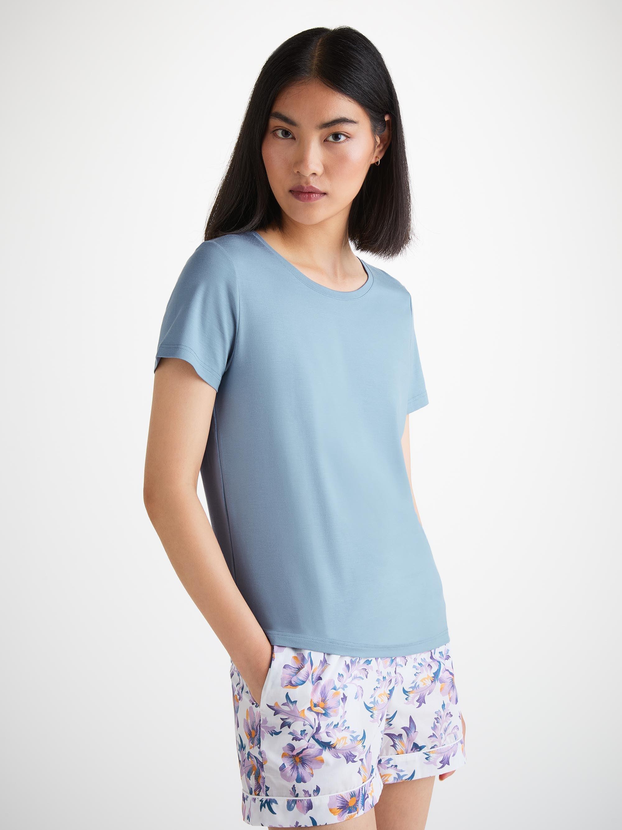 Women's T-Shirt Lara Micro Modal Stretch Cloud Blue - 3