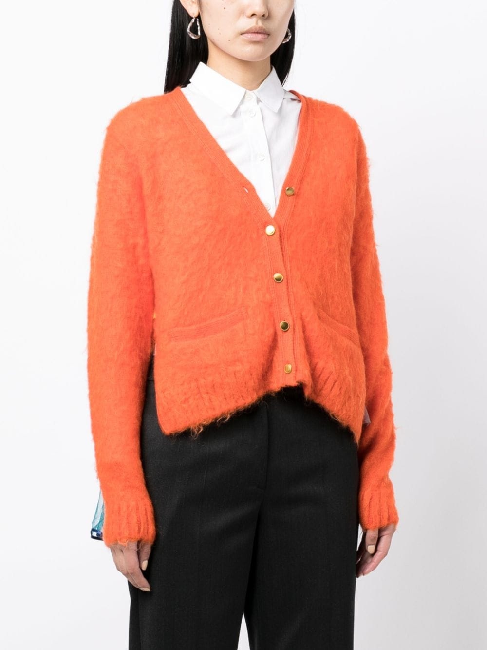 layered brushed cardigan - 4