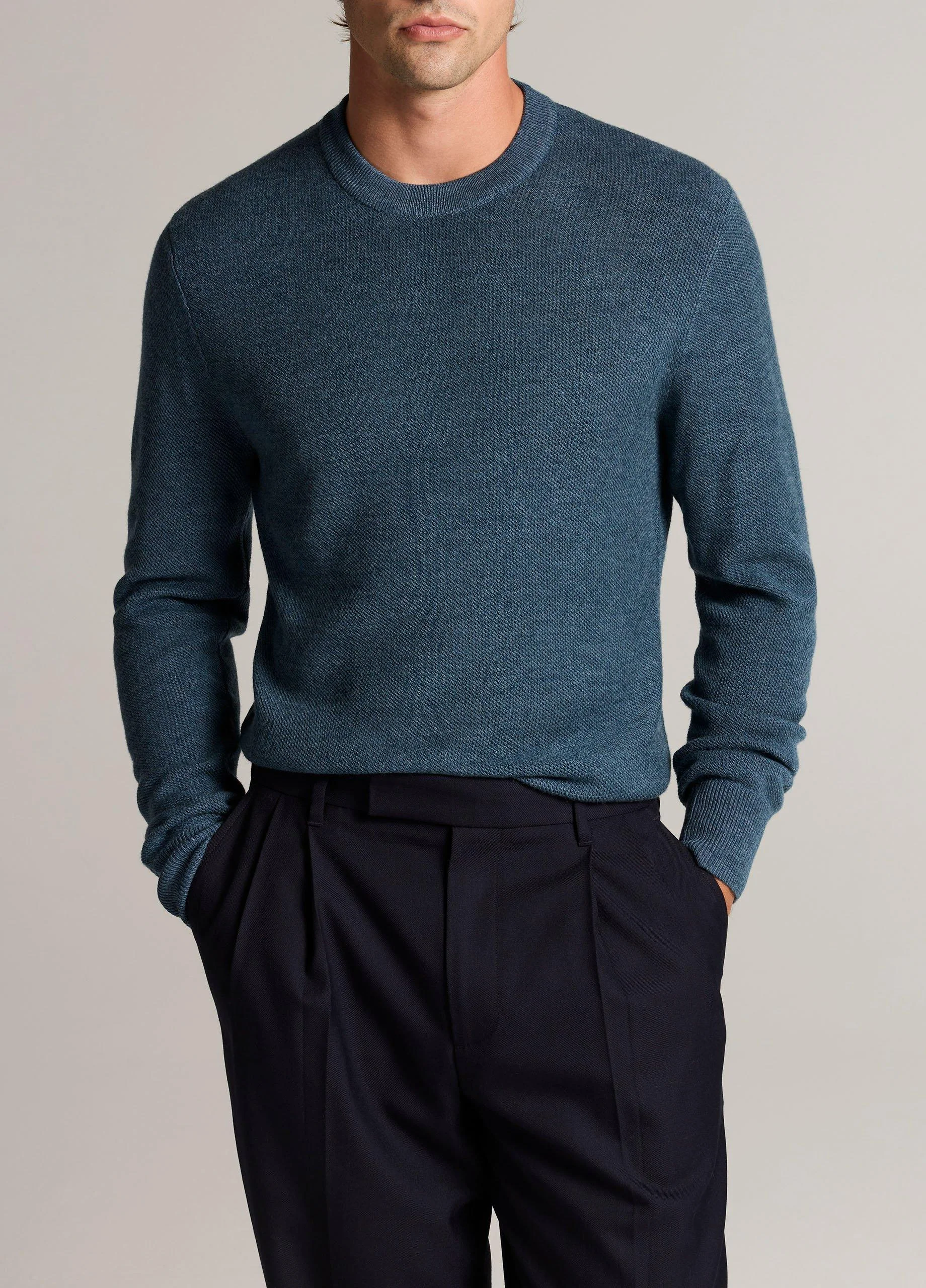 Micro-Mesh Crew Neck Sweater - 1