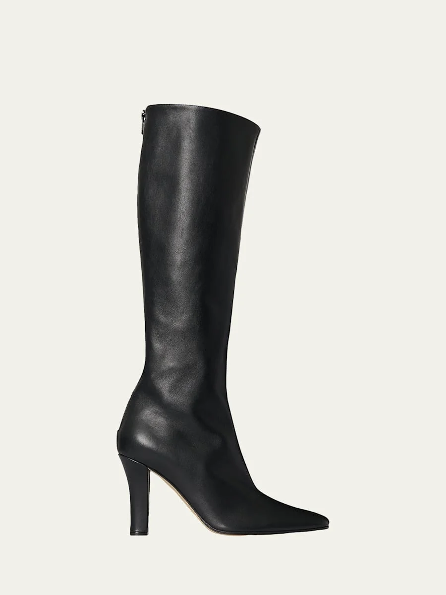 90mm Mona Leather Knee-High Boots - 1