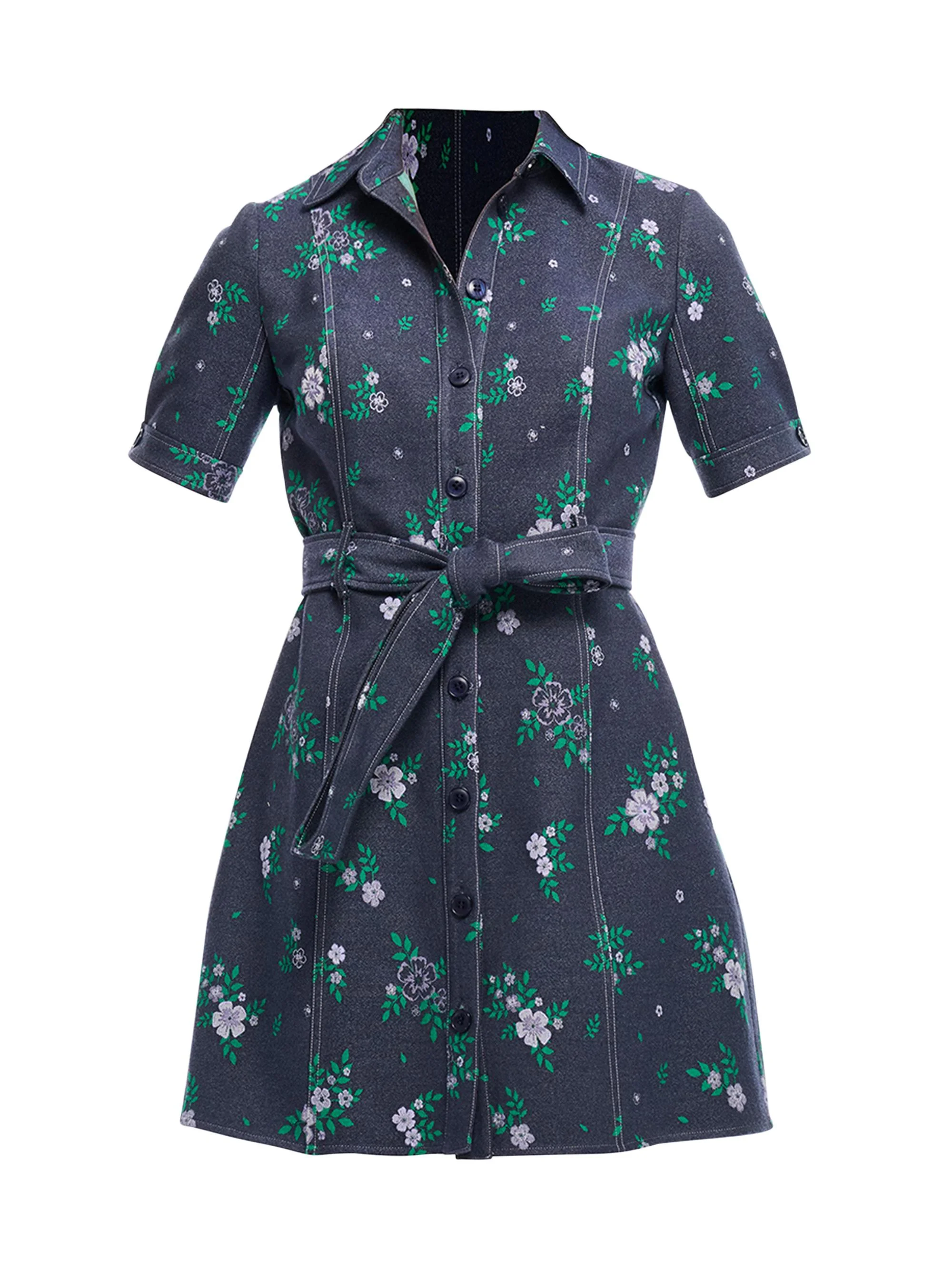Women's Archie Floral-Print Denim Minidress - Blue Pattern - 1