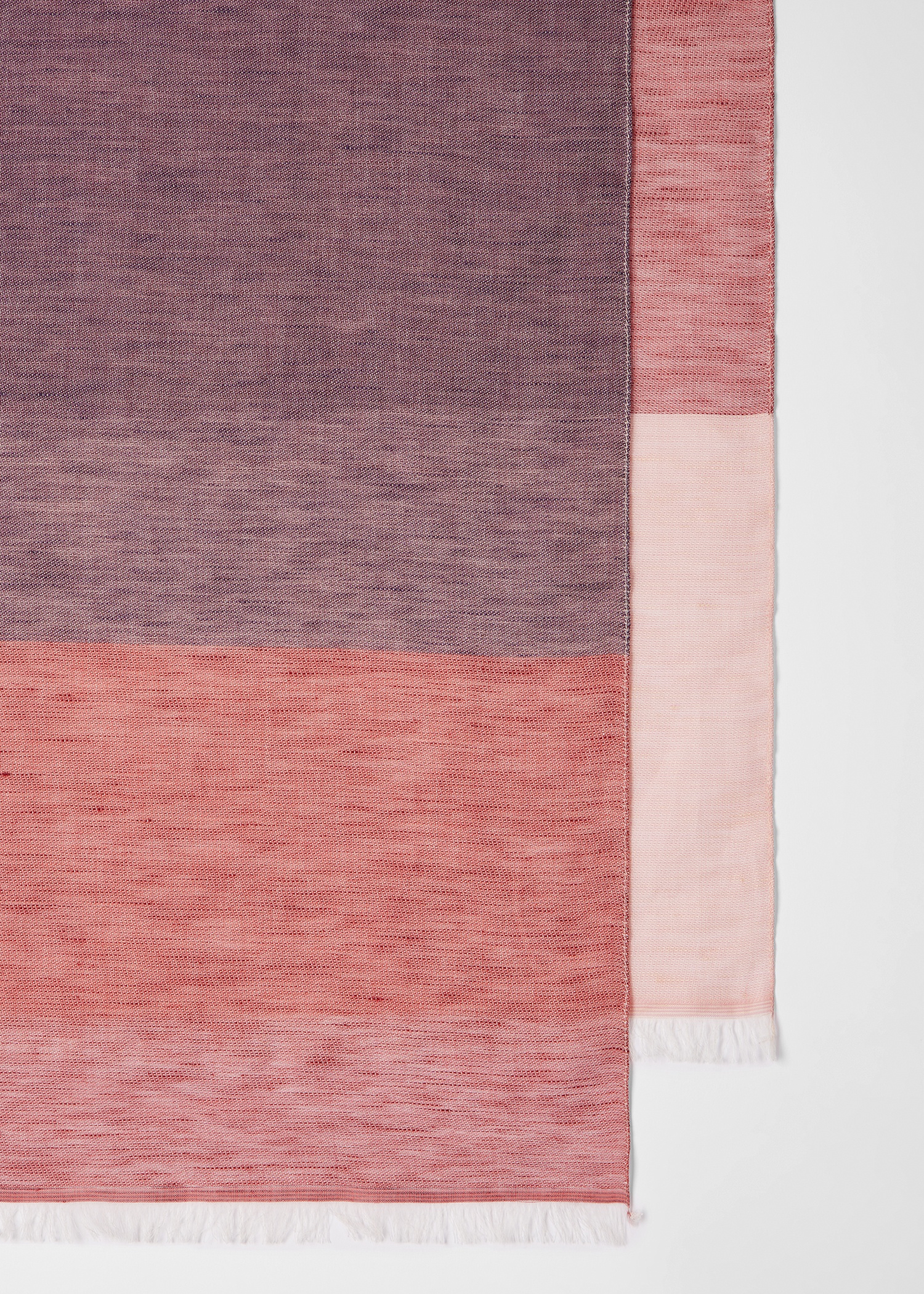 Women's Pink Cotton-Linen Blend Colourblock Scarf - 4