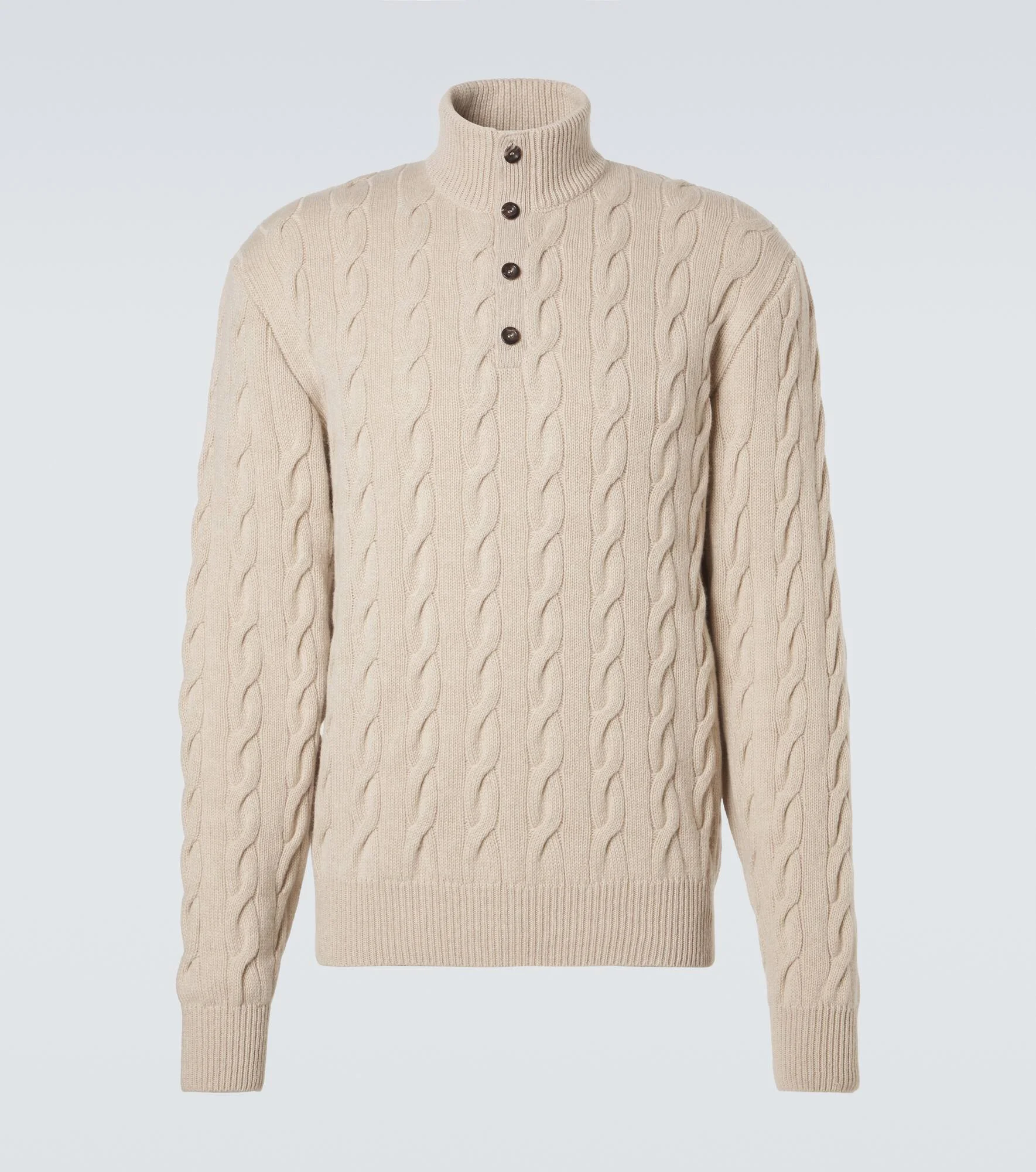 Cable-knit cashmere turtleneck sweater - 1