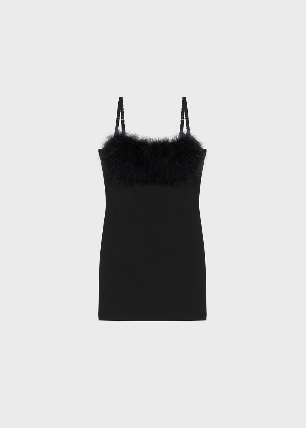 COMPACT JERSEY DRESS WITH MARABOU FEATHERS - 1