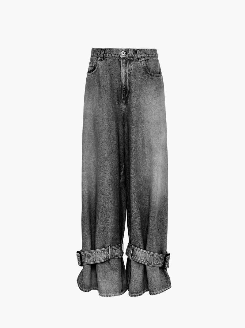 BUCKLED CUFF DENIM JEANS - 1