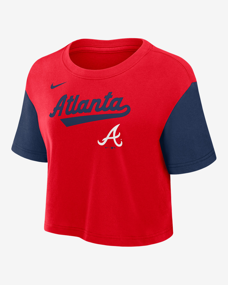 Atlanta Braves Script Women's Nike Dri-FIT MLB Cropped T-Shirt 1