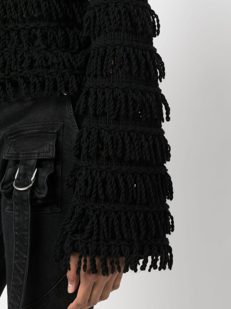 fringe-detail open-knit jumper 5