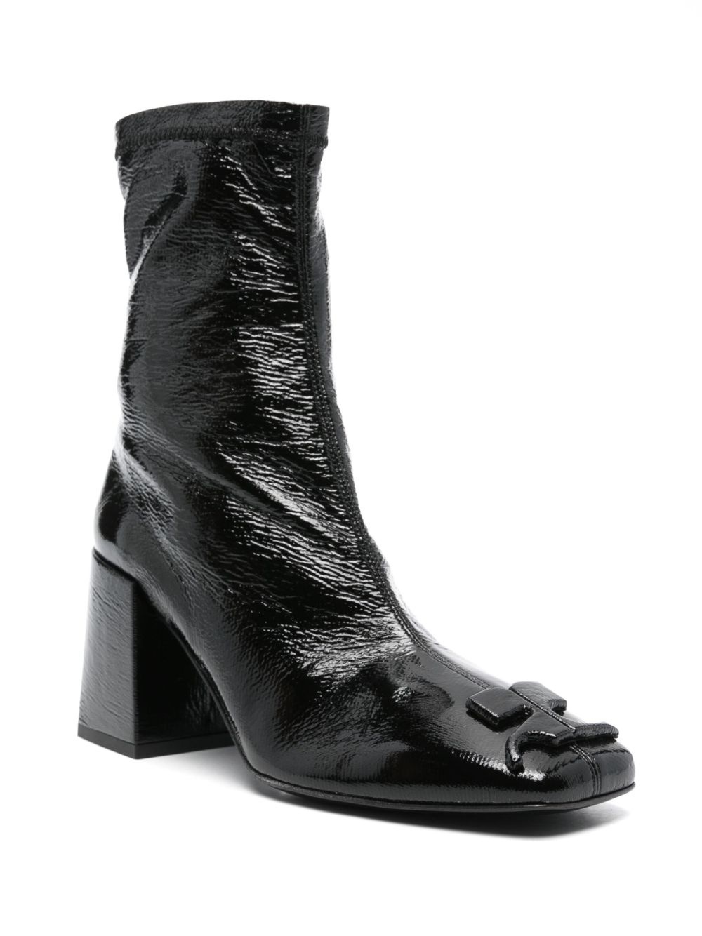 logo-appliqué patent leather boots - 2