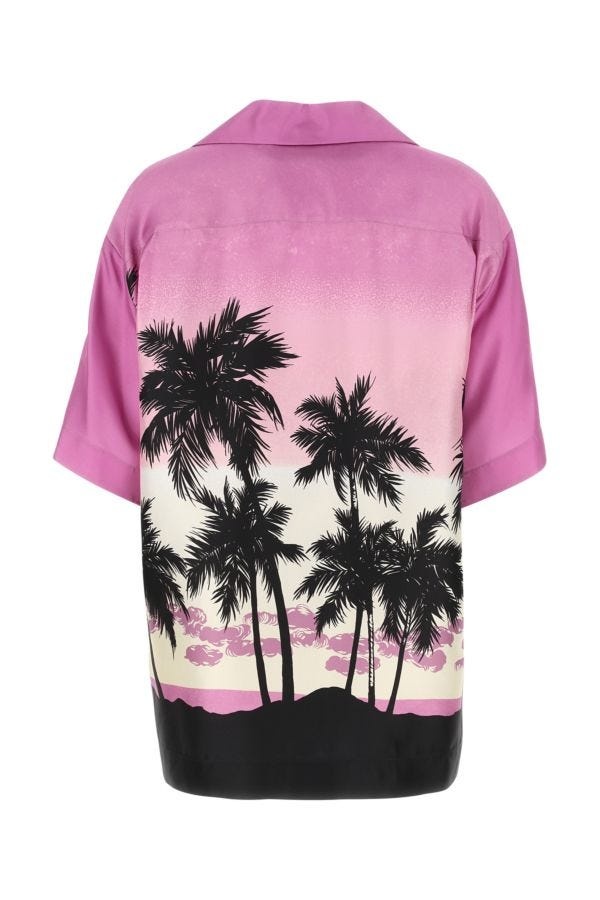 PALM ANGELS Printed Silk Oversize Shirt - 2